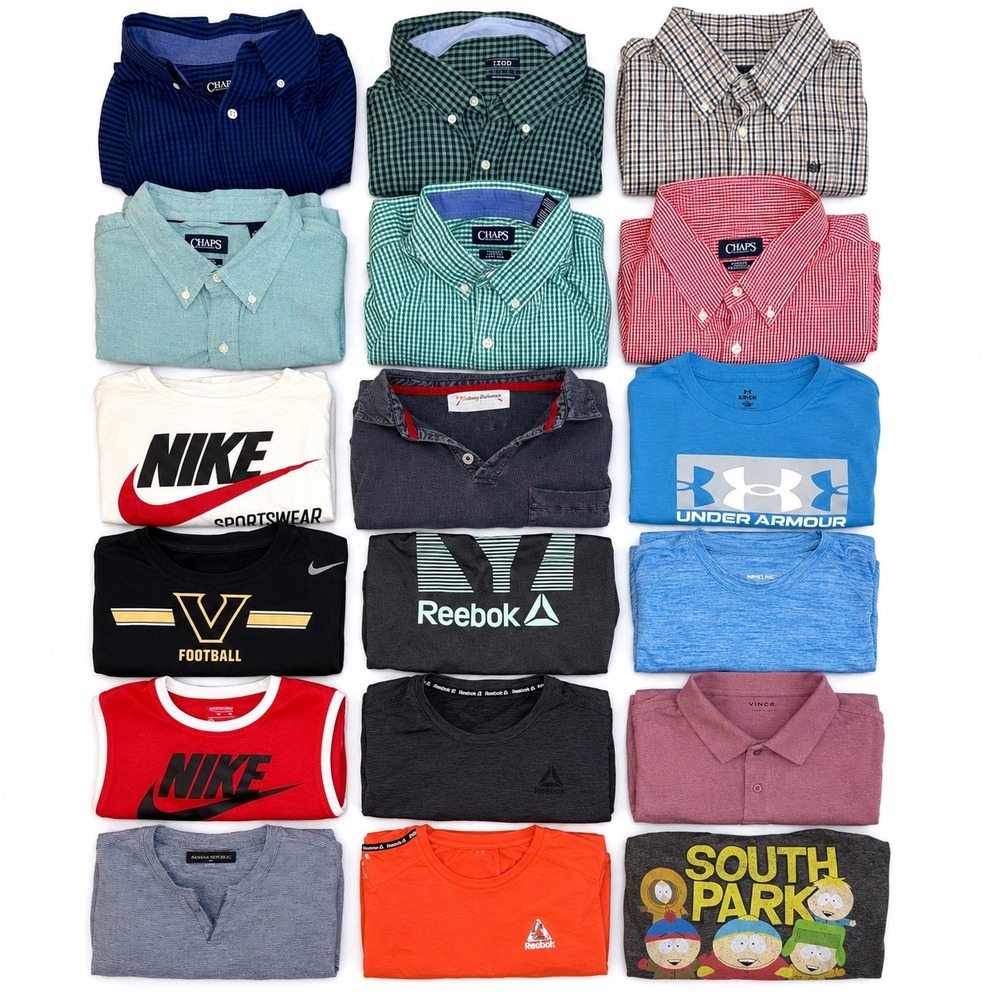 Mens Mixed Size Multi Brand Clothing Lot Multicolor Excellent 25 Piece Bundle